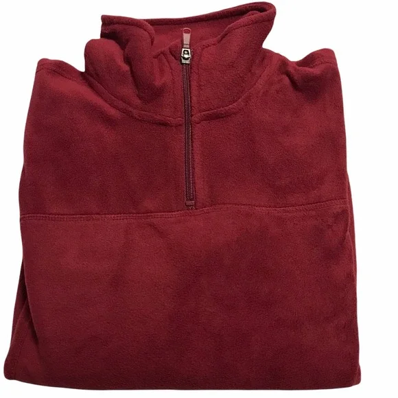 Tek Gear Petite Women's Micro Fleece Pullover Size S Wine Burgundy Quarter Zip - Picture 3 of 4